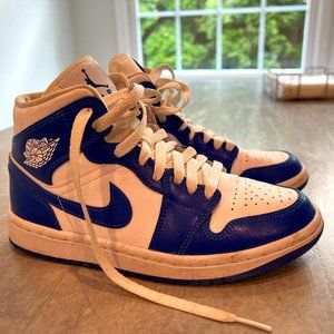 Jordan 1 Mid Women Blue White BQ6472-104 Size US6